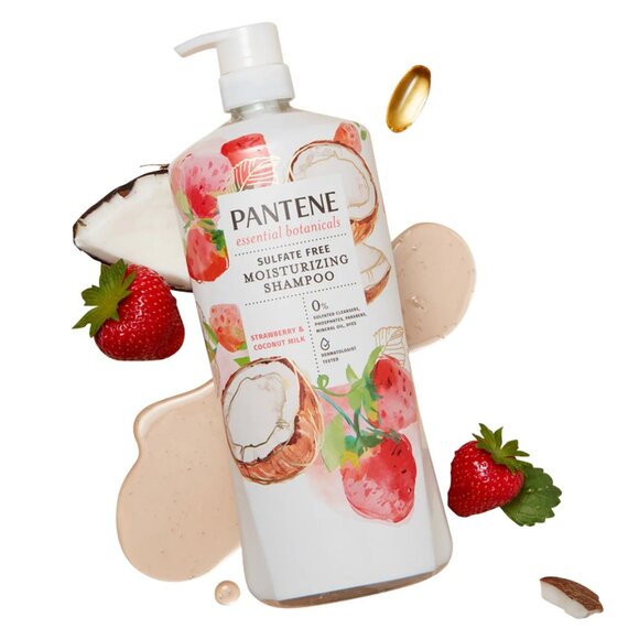 Pantene Essential Botanicals Strawberry & Coconut Milk Shampoo, 38.2 fl oz - Picture 1 of 3